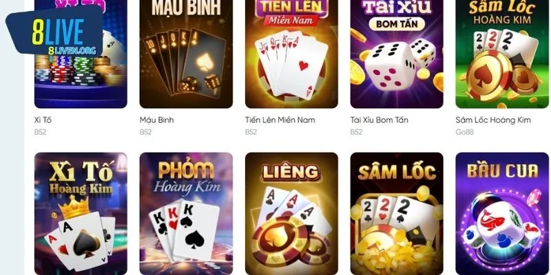 Khám phá kho tàng game bài 8LIVE không thể bỏ lỡ